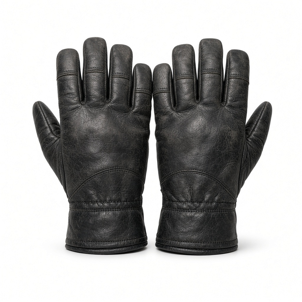 Black leather jobsite gloves