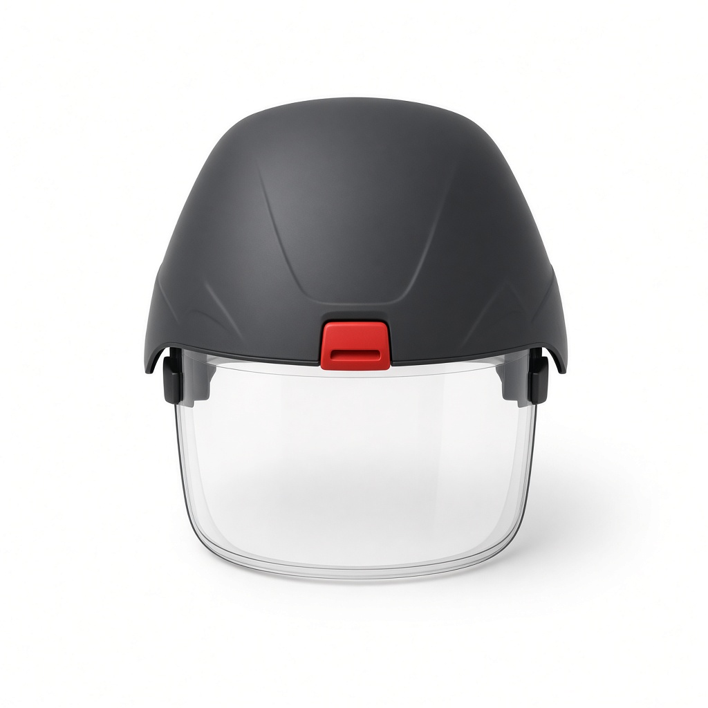Charcoal face shield with a clear visor